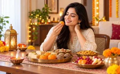 happy diwali eating